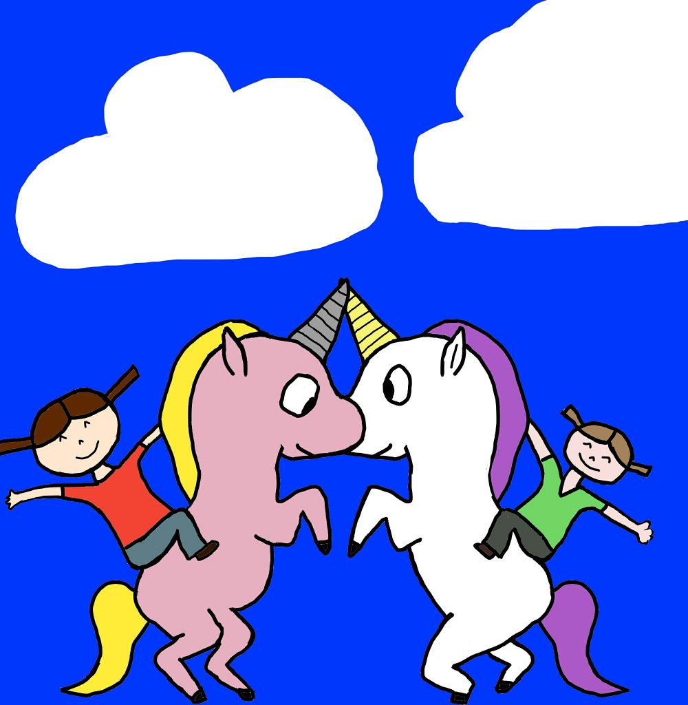 Sky dancing with unicorns drawing